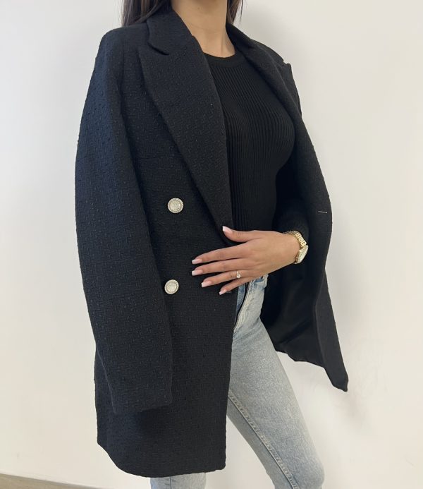 Blazer uni noir tweed